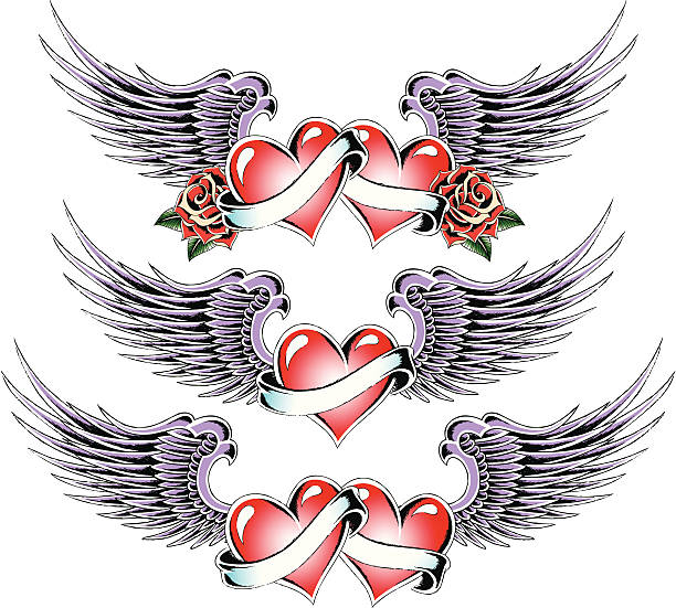 Heart Tattoo Design Stock Illustration - Download Image Now - Animal Wing,  Heart Shape, Indigenous Culture - iStock