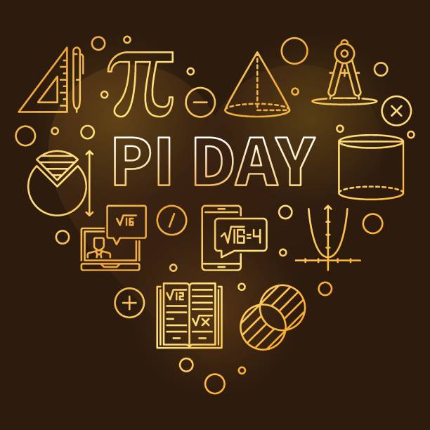 파이 데이 수학 상수 개념 벡터 개요 하트 모양의 황금 배너 - 수학 일러스트레이션 축하 - geometry mathematics mathematical symbol triangle stock illustrations