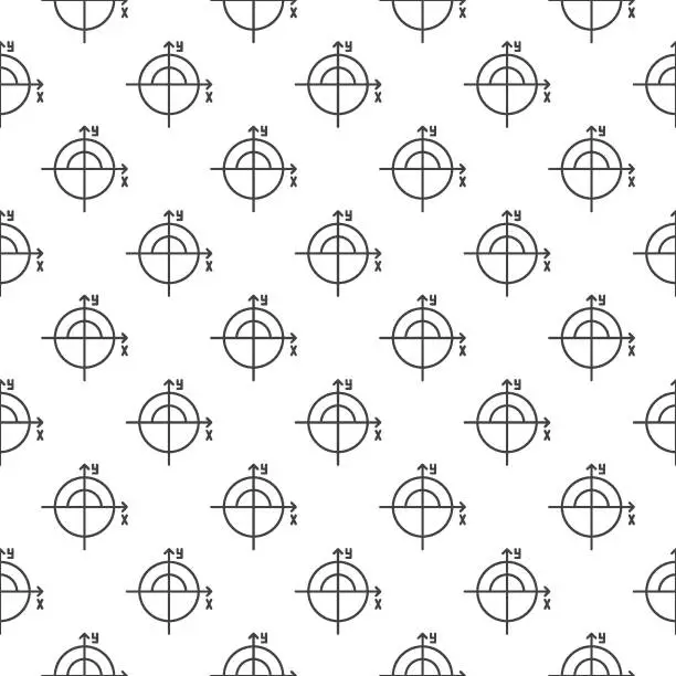 Vector illustration of Math Circle vector concept line minimal seamless pattern