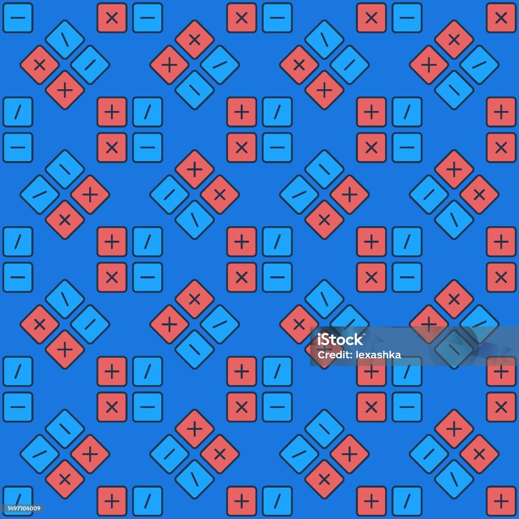 Basic Math Symbols Vector Mathematics Colored Seamless Pattern Stock ...