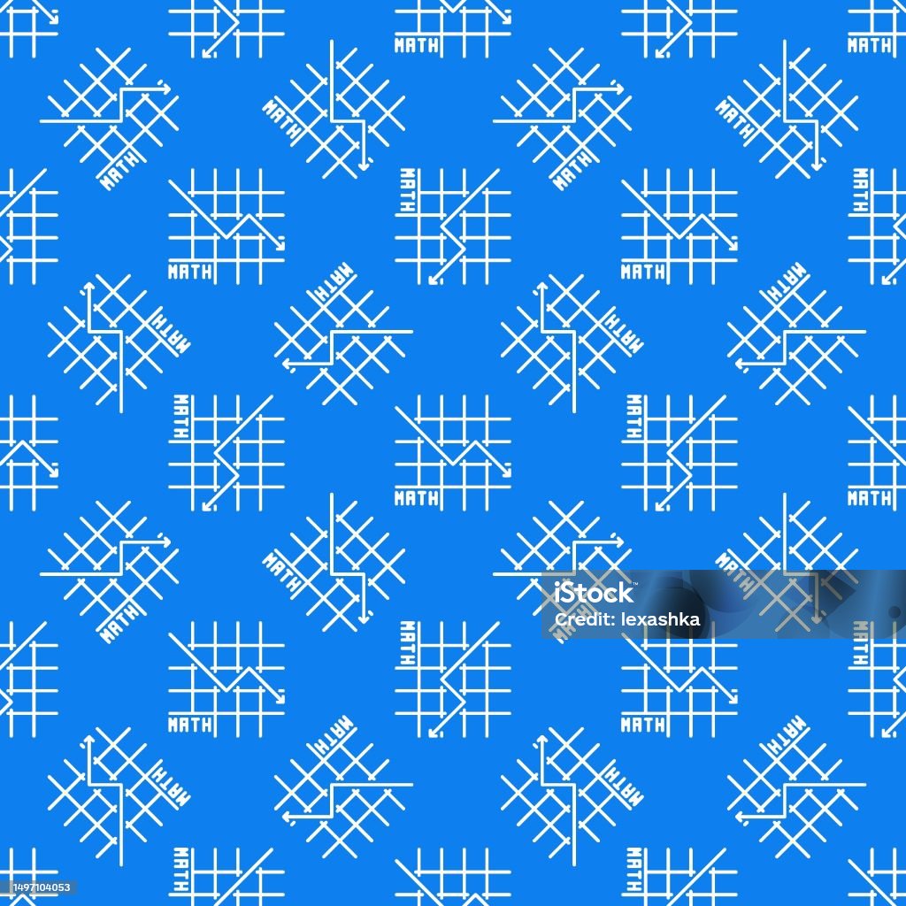 Math Graph Vector Science Concept Blue Line Seamless Pattern Stock ...