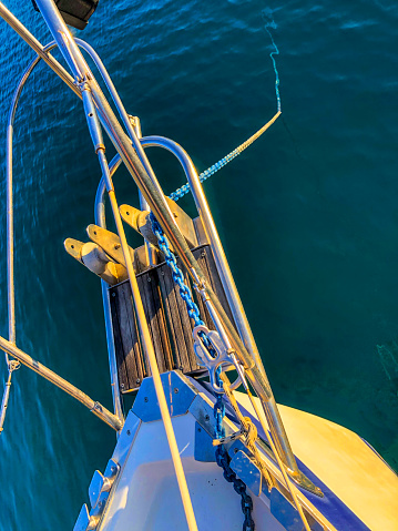 Anchored Yacht bow