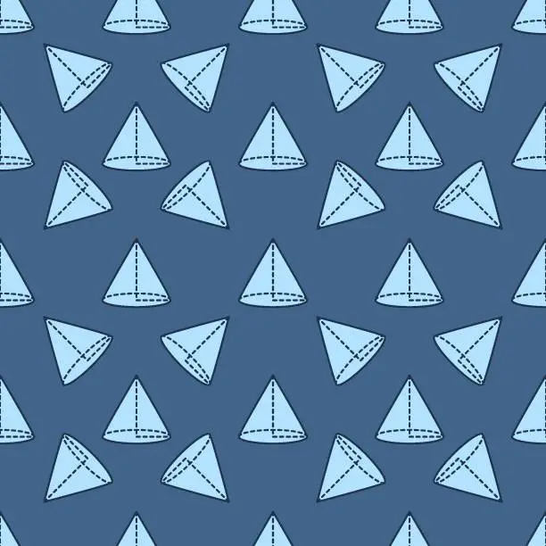 Vector illustration of Cone vector Geometry and Mathematics blue seamless pattern