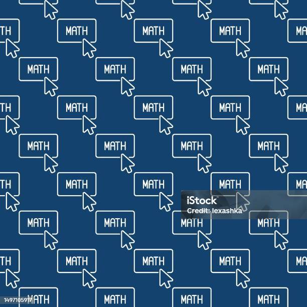 Mouse Click On Math Button Vector Mathematics Blue Outline Seamless ...