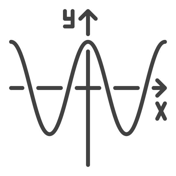 수학 웨이브 그래프 벡터 수학 함수 개념 선 아이콘 - letter x axis letter y graph stock illustrations