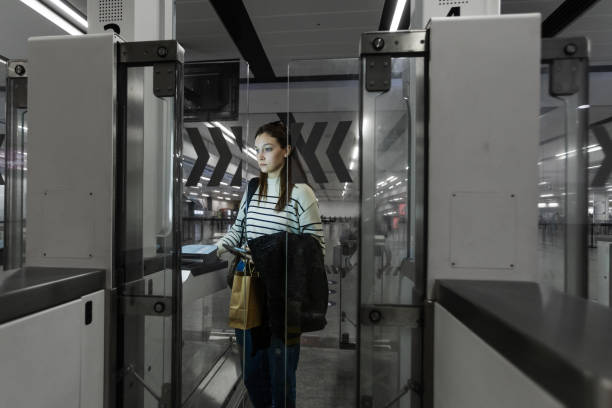 Women passing arrival Immigration Passport Control Point