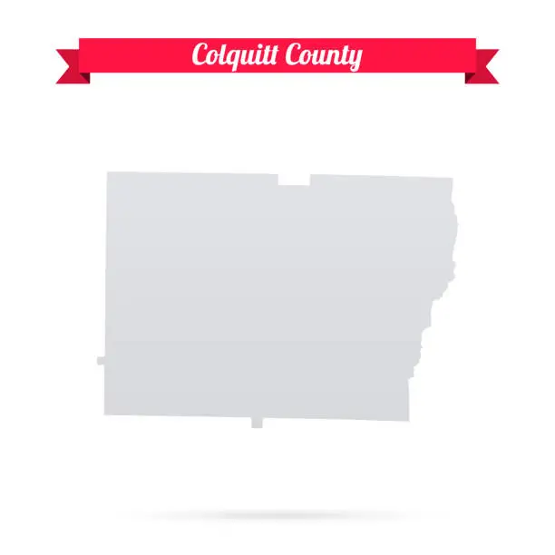 Vector illustration of Colquitt County, Georgia. Map on white background with red banner