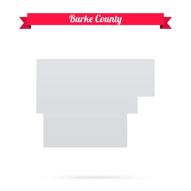 Vector illustration of Burke County, North Dakota. Map on white background with red banner