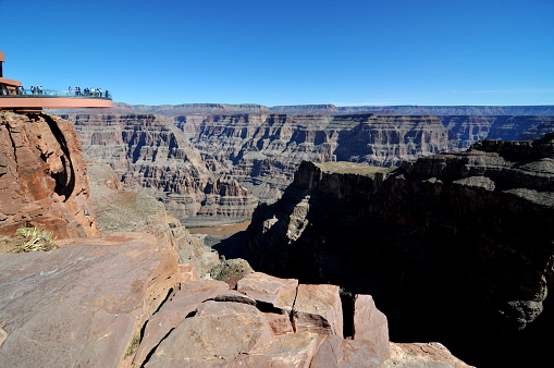 Arizona, USA- October 10, 2011: Grand Canyon National Park, in northern Arizona, encompasses 278 miles of the Colorado River and adjacent uplands, is one of the most spectacular examples of erosion anywhere in the world. Grand Canyon National Park is a World Heritage Site. Here is the gorgeous view of the Grand Canyon.