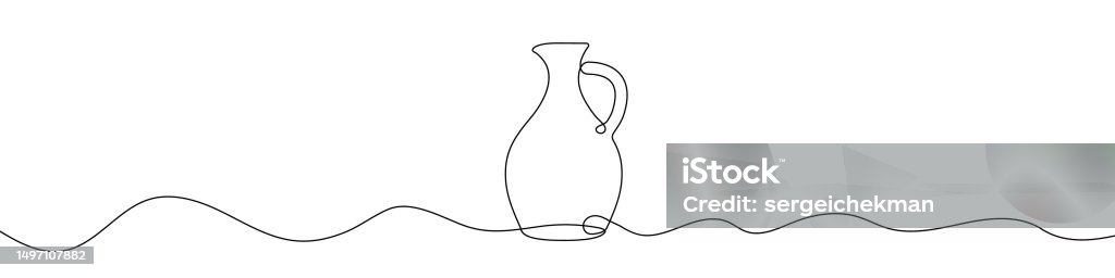 Continuous Line Drawing Of Water Jug Line Art Of Jug One Line Drawing  Background Stock Illustration - Download Image Now - iStock