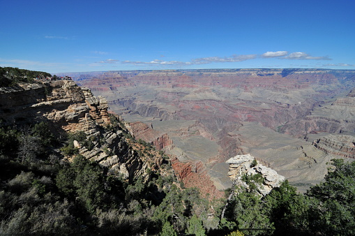 Arizona, USA- October 10, 2011: Grand Canyon National Park, in northern Arizona, encompasses 278 miles of the Colorado River and adjacent uplands, is one of the most spectacular examples of erosion anywhere in the world. Grand Canyon National Park is a World Heritage Site. Here is the gorgeous view of the Grand Canyon.