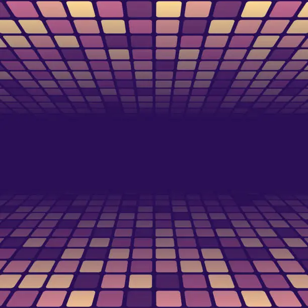 Vector illustration of Mosaic with squares and Purple gradient - Trendy 3D background