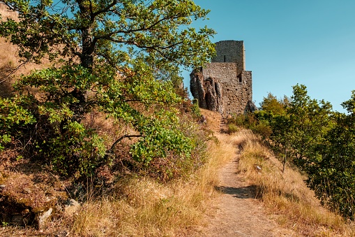 The old medioeval castle of Pietrarubbia's village in the region of Marche in central Italy