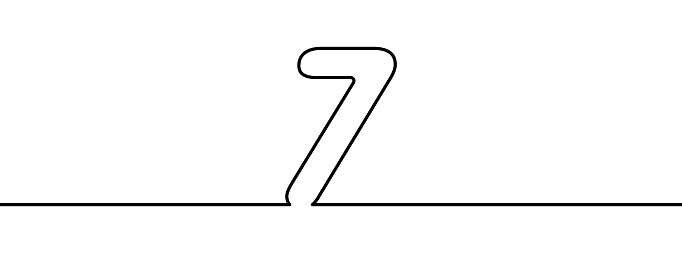 Line Through Seven Number 7 In Continuous Line Drawing Style Abstract Drawing Number Seven ...