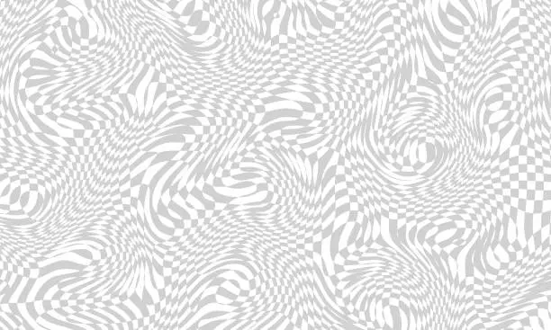 Vector illustration of Stylish abstract wavy transparent photoshop background. Checker chess board square grid line gray and white vector background