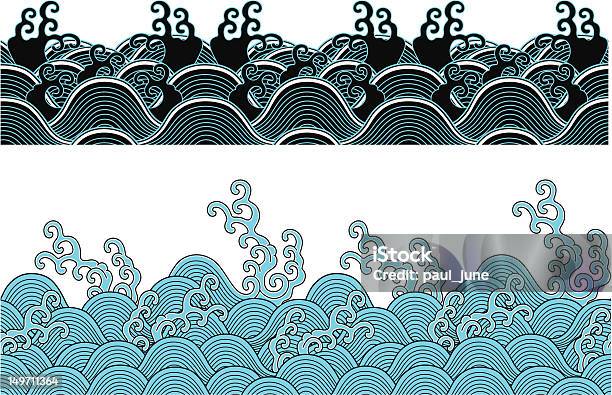 Repeated Ocean Wave Pattern Stock Illustration - Download Image Now - Chinese Culture, East Asian Culture, Pattern