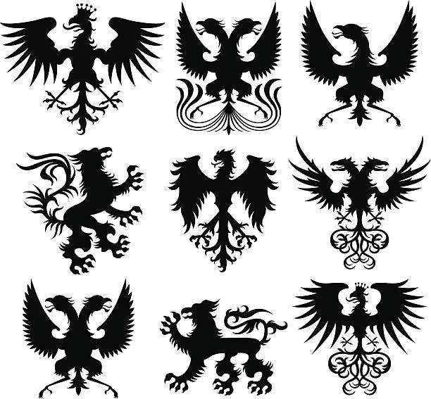 イーグル、ライオンセット - mythology medieval griffin coat of arms点のイラスト素材／クリップアート素材／マンガ素材／アイコン素材