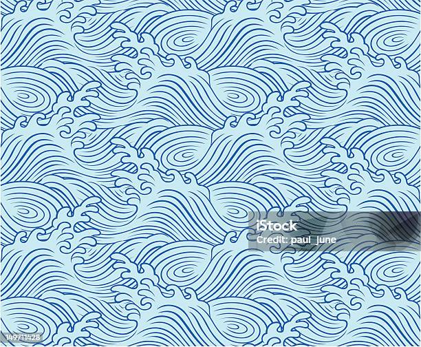 Motif En Vagues Répétées De Locéan Vecteurs libres de droits et plus d'images vectorielles de Culture japonaise - Culture japonaise, Motif en vagues, Mer