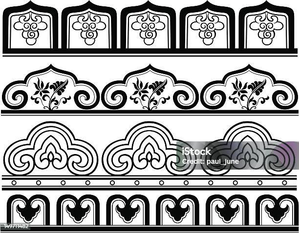 Traditional Repeated Floral Border Stock Illustration - Download Image Now - Abstract, Angle, Art