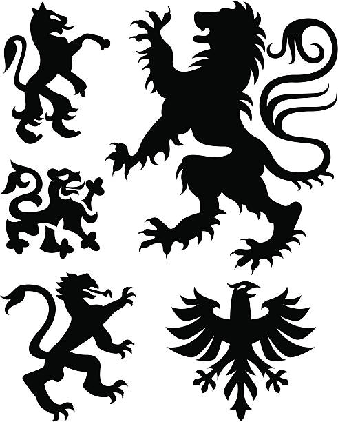 Black griffin and eagle design griffin and eagle design bills lions stock illustrations