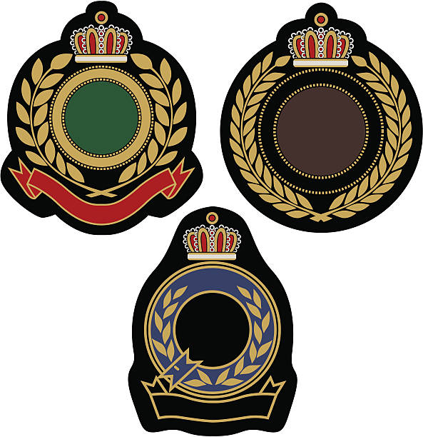 королевская эмблема классический shield - coat of arms wreath laurel wreath symbol stock illustrations