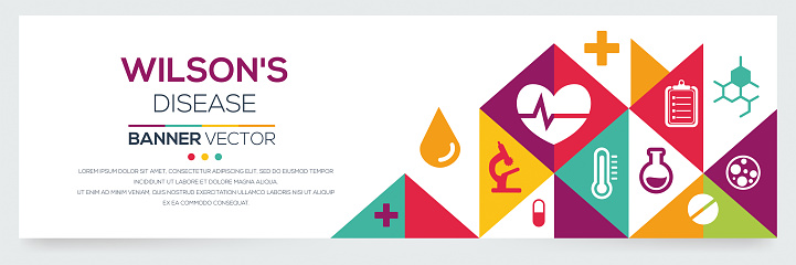 Wilson's Disease banner design with icons and vector illustration