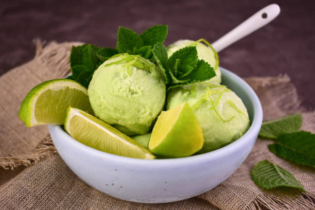 istock Lime ice cream balls in a bowl. Close-up. 1497125160