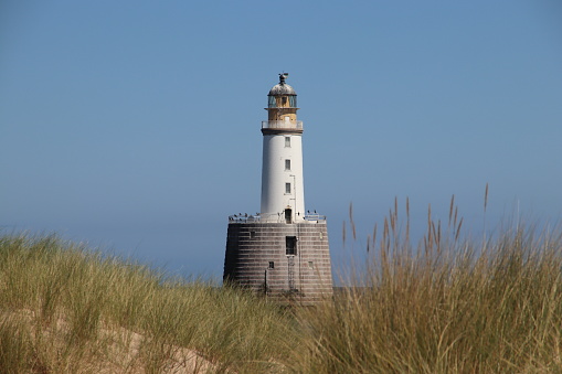 Close up of white lighthouse