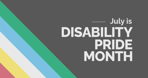 illustrazioni stock, clip art, cartoni animati e icone di tendenza di mese dell'orgoglio della disabilità. luglio. poster banner vettoriale. - disabilità