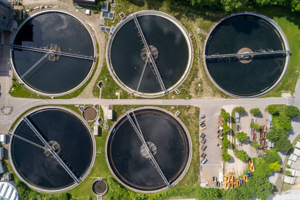 istock Top down view of a sewage treatment plant 1497129588