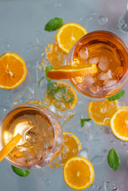 istock Cocktails with orange and ice. On the table. Drinks 1497129939