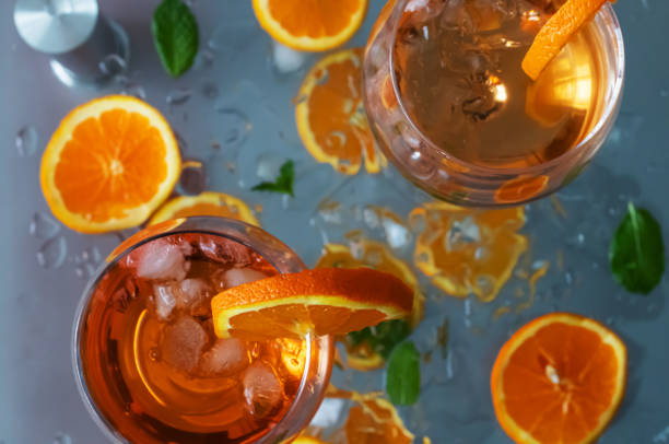istock Cocktails with orange and ice. On the table. Drinks 1497129953