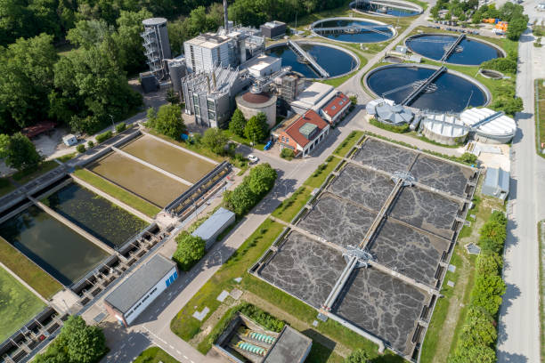 istock Water recycling and filtration, aerial view 1497129983
