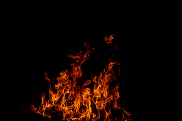 istock Yellow flames were burning in the night. 1497132044