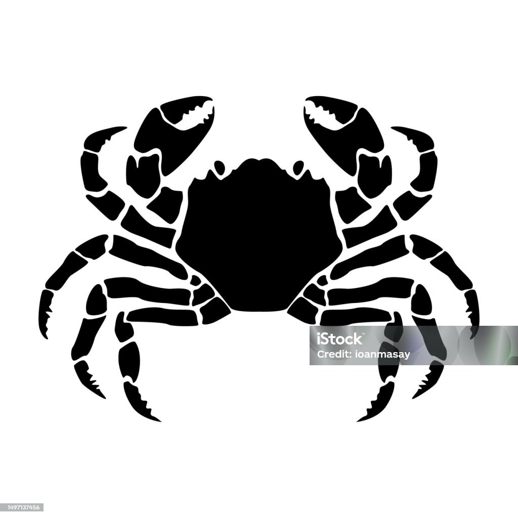 Illustration Of Crab Black And White Crab Seafood For Poster Emblem