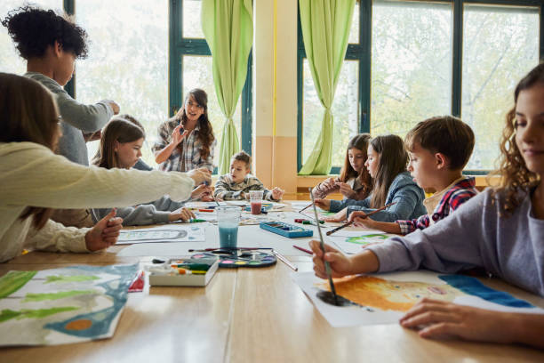 istock Elementary students having an art class with their teacher in the classroom. 1497138433