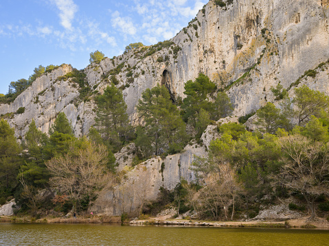 Lac de Peirou in the Alpilles (Provence, France) on a sunny day in springtime