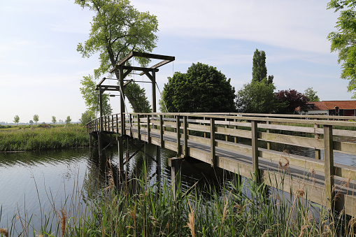 at wooden bridge in sluis, netherlands