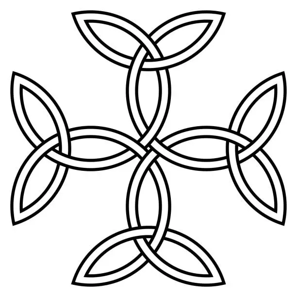 Vector illustration of Carolingian Cross in black. Isolated background.