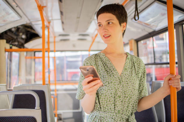 istock Young woman on public transportation 1497146059