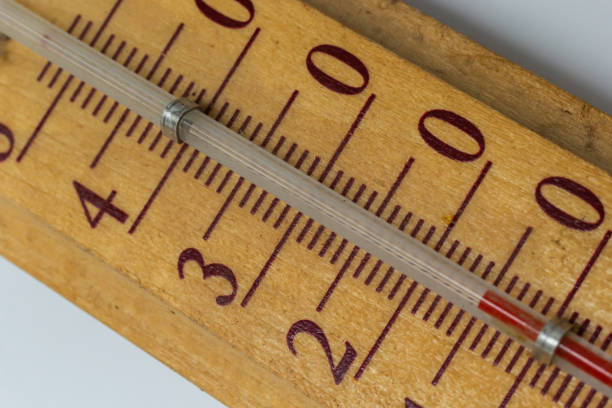 istock room thermometer on a wooden base close up on a white background. Celsius degree scale 1497148972