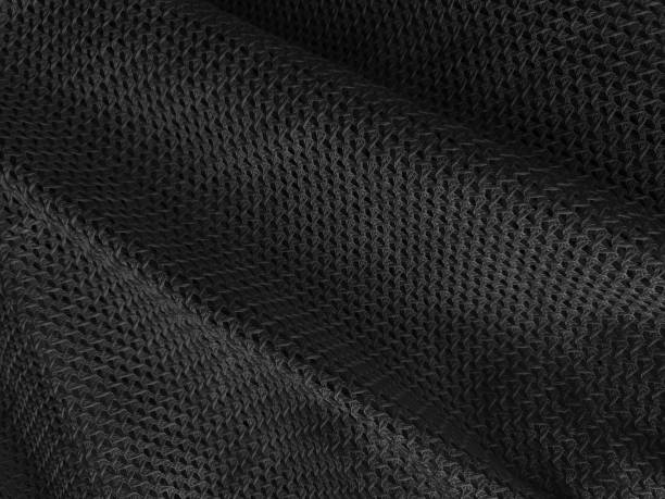 istock Black knit cloth structure macro close up view. Texture of clean cotton background 1497150392