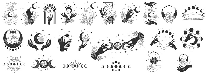 Mystical moon collection. Celestial clip art