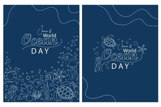 Vector illustration of Happy World oceans day background
