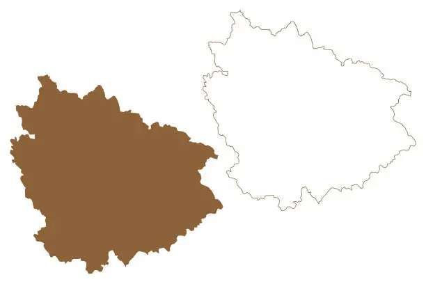 Vector illustration of Freistadt district (Republic of Austria or Österreich, Upper Austria or Oberösterreich state) map vector illustration, scribble sketch Bezirk Freistadt map