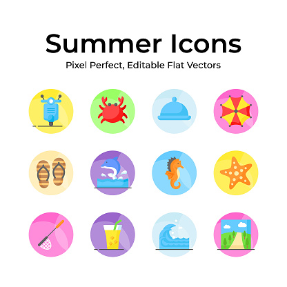 Bring the joy of summer to your projects with a delightful assortment of seaside inspired icons