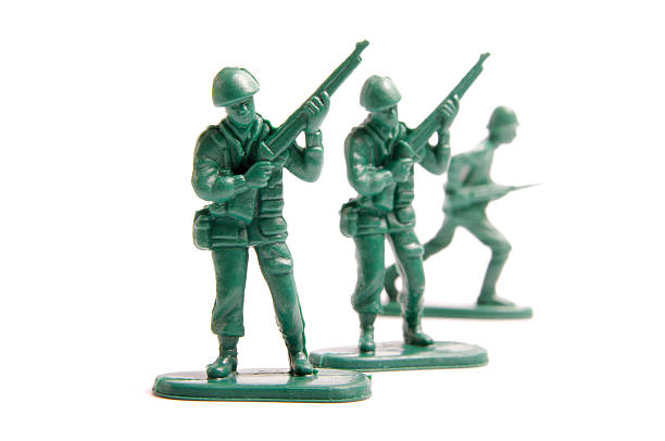 istock Three toy soldiers on a white background 149716148