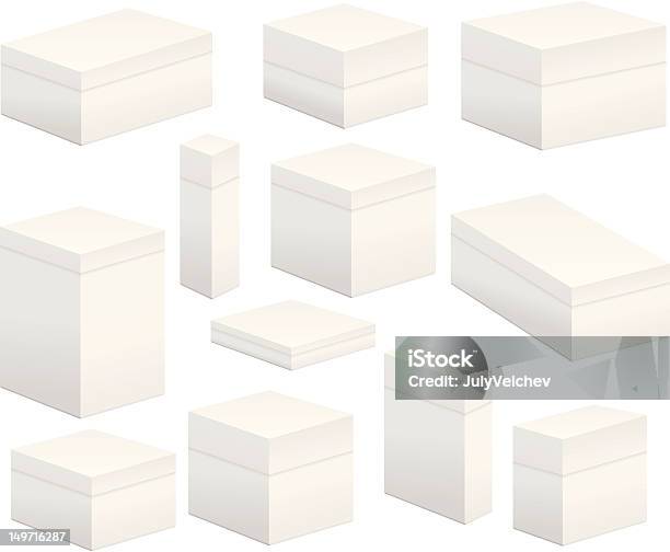 Vetores de Boxs Em Branco e mais imagens de Branco - Branco, Caixa - Recipiente, Cinza - Descrição de Cor