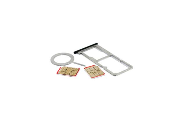 istock Close-up of a SIM card next to an open SIM tray 1497163100