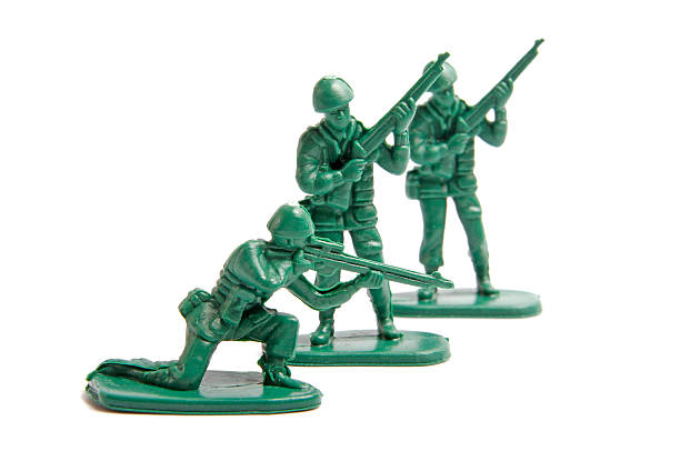 istock Three toy soldiers on a white background 149716541